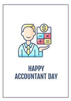 gelukkige accountant dag wenskaart met kleur pictogram element vector