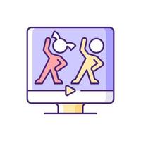 online aerobic voor kinderen rgb-kleurenpictogram. vector