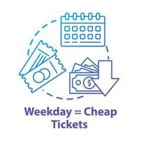 weekdag is gelijk aan goedkope tickets concept icoon vector
