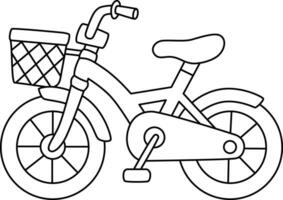 tweewielig kinderen' fiets met zwart geïsoleerd lijn ontwerp vector