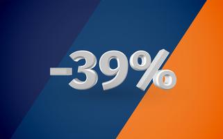 3D verkoopillustratie met percentage, vector
