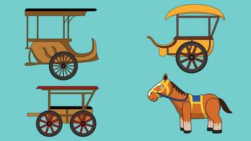 een wijnoogst paard koets. een paard vector illustratie ontwerp.