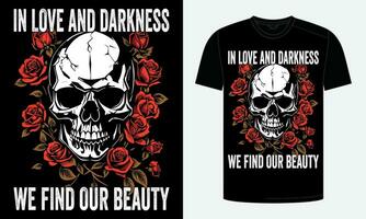 liefde en duisternis schedel t overhemd ontwerp vector