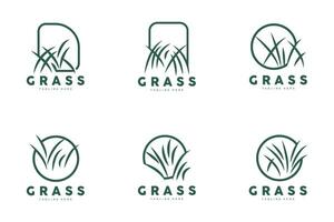 groen gras logo ontwerp, boerderij landschap illustratie, natuur ontwerp vector