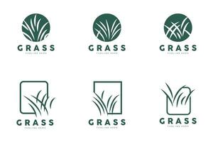 groen gras logo ontwerp, boerderij landschap illustratie, natuur ontwerp vector