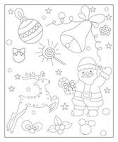 kleur bladzijde van een versierd Kerstmis boom met geschenken. vector zwart en wit illustratie Aan wit achtergrond.