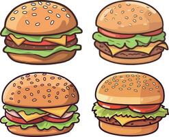 Hamburger, wit achtergrond , geïsoleerd , illustratie minimaal clip art vector stijl