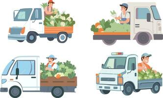 een boer is oogsten groenten in een vrachtwagen. deze ontwerp is perfect voor uw De volgende ontwerp. vector