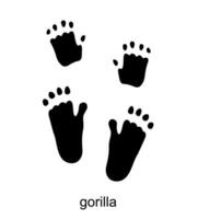 gorilla spoor, gorilla voetafdruk. inkt, silhouet vector illustratie geïsoleerd Aan wit achtergrond