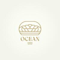 luxueus oceaan Golf minimalistische insigne lijn kunst logo sjabloon vector illustratie ontwerp. gemakkelijk modern surfer, toevlucht hotels, vakantie embleem logo concept