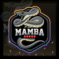 zwart mamba slang mascotte. e sport logo ontwerp vector