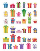 assemblage van 36 stuks veelkleurige geschenkdozen - vector