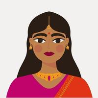 stijl portret van Indiase meisje minimal art poster vector