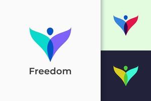 vrijheid of menselijk logo staat voor succes en gelukkig voor yoga of liefdadigheid vector