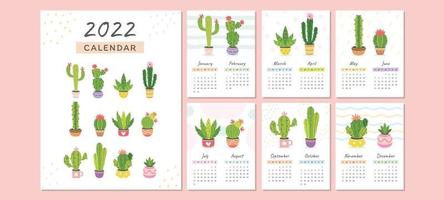 cactus thema kalender 2022 sjabloon vector