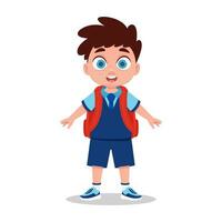 gelukkig kind schooljongen in school- uniform vector
