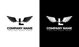 letter l met vleugels logo label embleem teken stempel. vectorillustraties vector