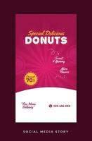 donuts en voedsel menu sociaal media verhaal sjabloon vector