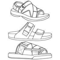 band sandalen schets tekening vector, band sandalen getrokken in een schetsen stijl, bundelen band sandalen sjabloon schets, vector illustratie.