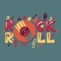 rock n roll handgetekende cartoon afbeelding vector