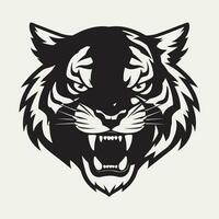 zwart en wit tijger gezicht tekeningen Aan een wit achtergrond vector
