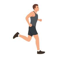 Mens rennen of joggen. training oefening. marathon atleet aan het doen sprint buitenshuis. vector
