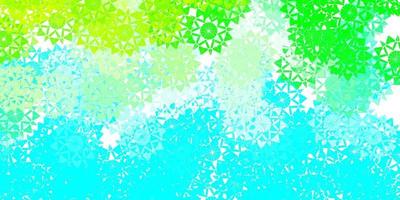 lichtblauwe, groene vectorachtergrond met Kerstmissneeuwvlokken. vector