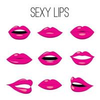 rode lippen collectie. vectorillustratie van sexy vector