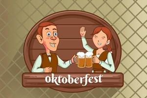 oktoberfest snel mens en vrouw drinken bier vector