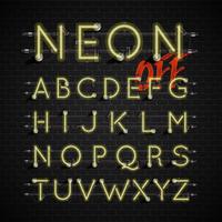 Hoog gedetailleerde neon lettertype ingesteld, vector illustratie