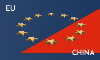 Europese Unie en China vlag samengevoegd in één, vector