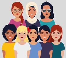 ontmoeting van mooie vrouwen avatar karakter vector