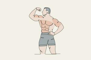 gekleurde illustratie van een atleet tonen zijn spieren vector