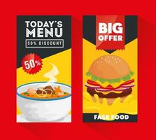 set poster biedt heerlijk fastfood vector