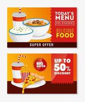 set poster biedt heerlijk fastfood vector