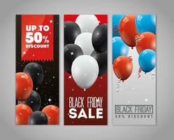 set poster black friday met ballonnen helium decoratie vector