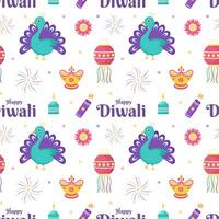gelukkig diwali naadloos patroon illustratie ontwerp met licht festival van Indië ornament in tekenfilm hand- getrokken sjabloon vector