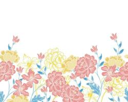 hand- getrokken pioen batik bloem naadloos achtergrond vector