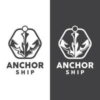 gemakkelijk schip anker logo ontwerp, silhouet vector illustratie