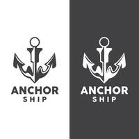 gemakkelijk schip anker logo ontwerp, silhouet vector illustratie