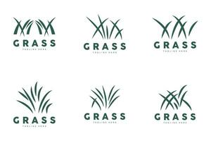 groen gras logo ontwerp, boerderij landschap illustratie, natuur ontwerp vector