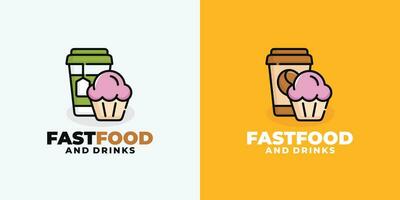 koekje en drinken snel voedsel logo ontwerp vector