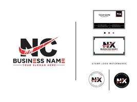 penseelstreek nc bedrijf logo, minimaal nc logo brief borstel icoon ontwerp vector