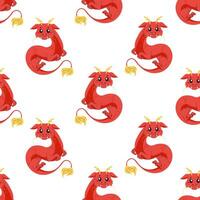 naadloos patroon Chinese draak, rood schattig 2024. vector