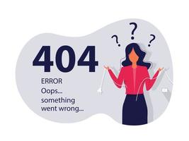 fout 404 bestemmingspagina vrouw met niet-aangesloten kabel vector