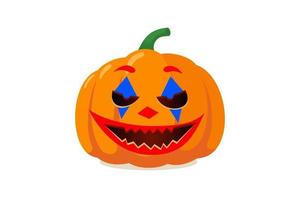 halloween griezelige pompoen jack o lantern met griezelige joker clown smile vector