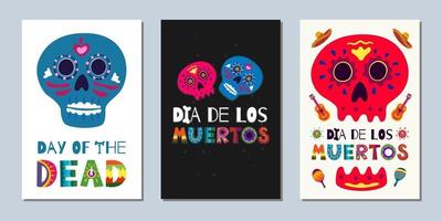 dia de los muertos-banners. wenskaarten voor nationale festivals vector