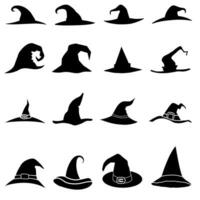 heks hoed icoon vector set. halloween illustratie teken verzameling. heks symbool of logo.