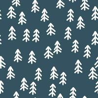 naadloos patroon van winter Woud Aan een donker groen achtergrond. patroon voor winter en Kerstmis thema voor afdrukken, papier, ontwerp, kleding stof, decor, geschenk inpakken. vector illustratie.