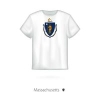 t-shirt ontwerp met vlag van Massachusetts ons staat. vector